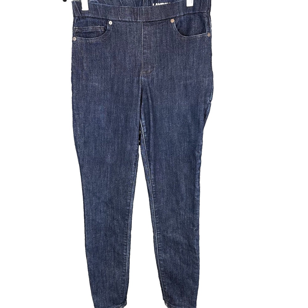 Lands End Jeans Womens 6 Blue Dark Wash Slim Skinny Stretch Denim Pants 32x33*